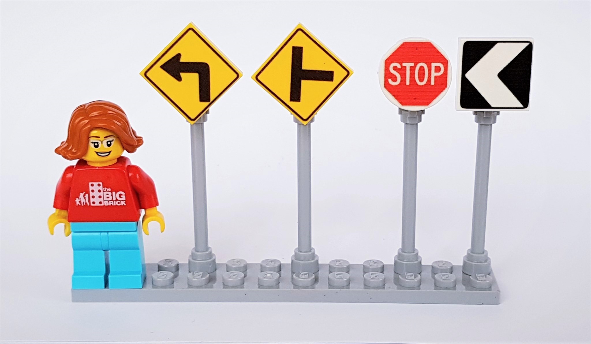 7 Lego Road Signs Lot traffic city town vintage street stop parking crossing